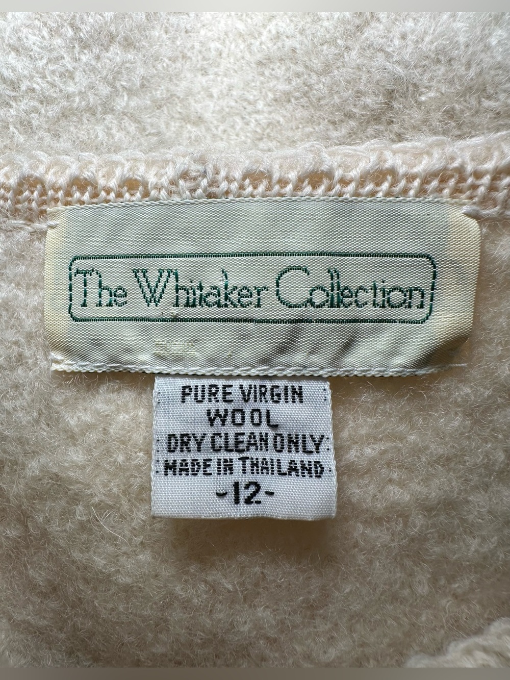 Vintage The Whittaker Collection Virgin Wool Ivory Cream Button Front Cardigan M - Picture 9 of 11